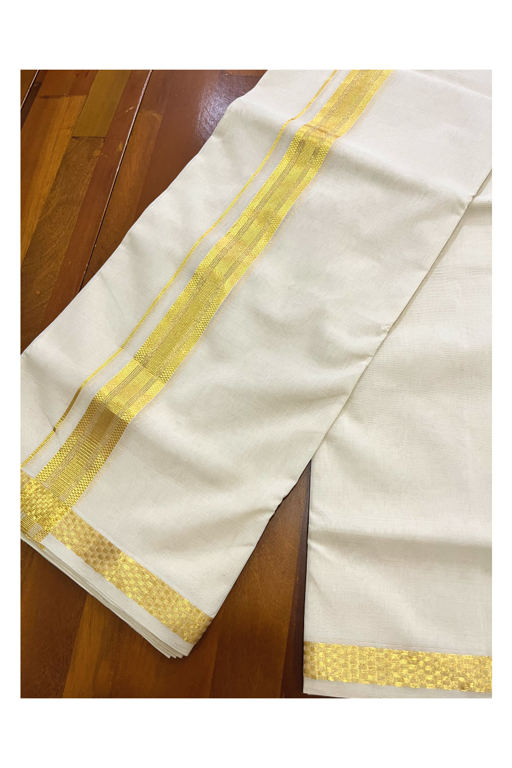 Southloom Super Premium Balaramapuram Unakkupaavu Handloom Double Wedding Mundu with Kasavu Woven Border (Vishu 2024 Collection)