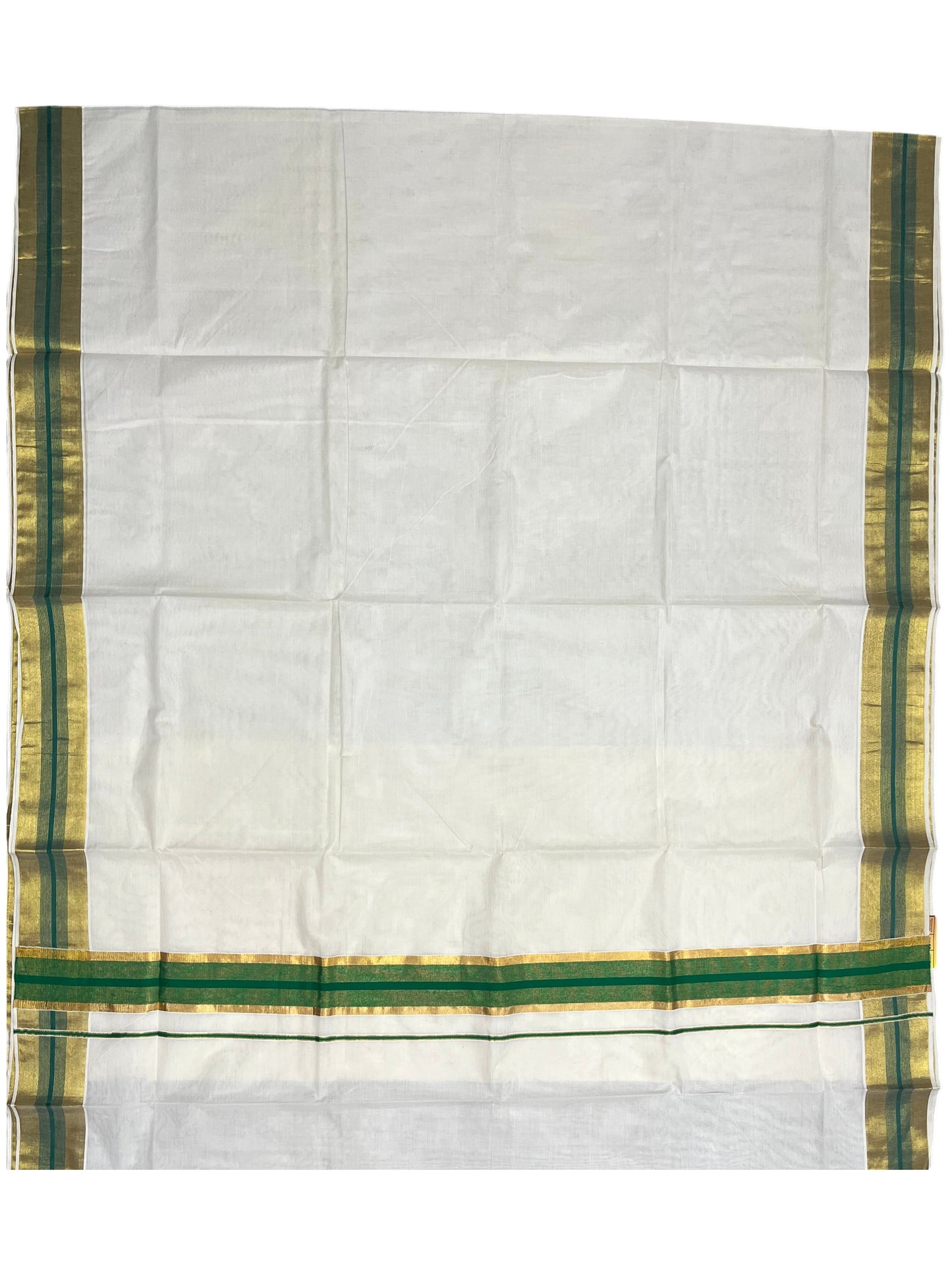Southloom Pure Cotton Kerala Saree with Kasavu and Green Border