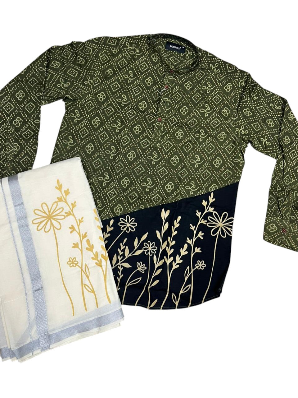 Southloom Cotton Ajrakh Printed Men's Combo (Shirt + Mundu) SLCOMBO SL579