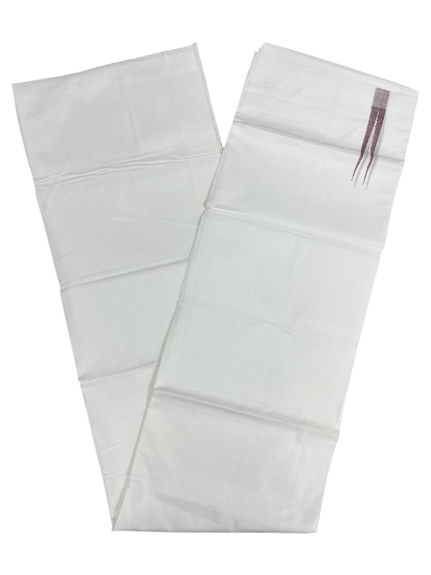 Southloom Pure White Cotton Double Mundu with Maroon Chuttikara (South Indian Dhoti)