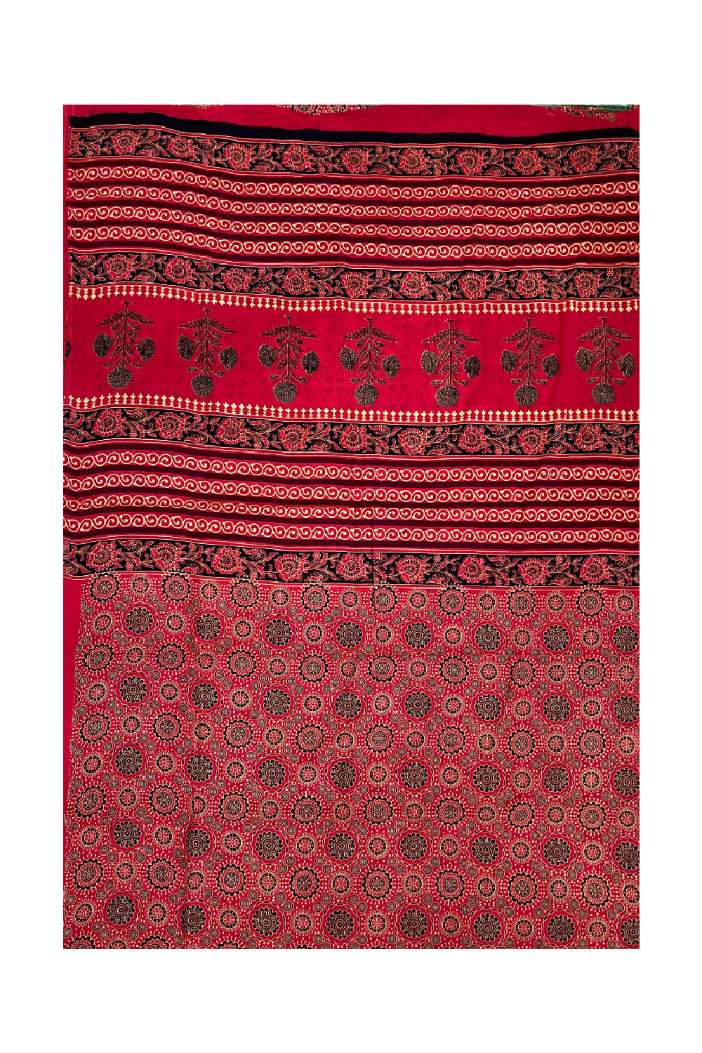 Southloom Mul Cotton Red Designer Printed Saree