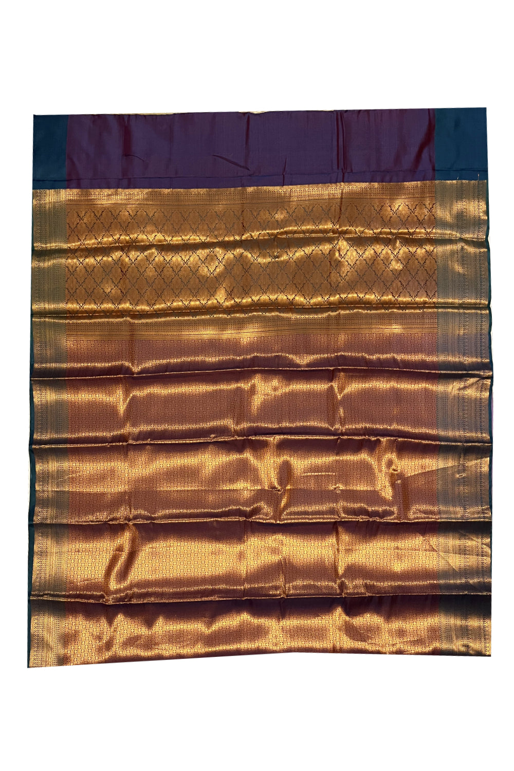 Southloom Premium Semi Silk Zari Work Brocade Saree in Violet Bridal with Matching Pallu (Kanchipuram Pattu Saree)