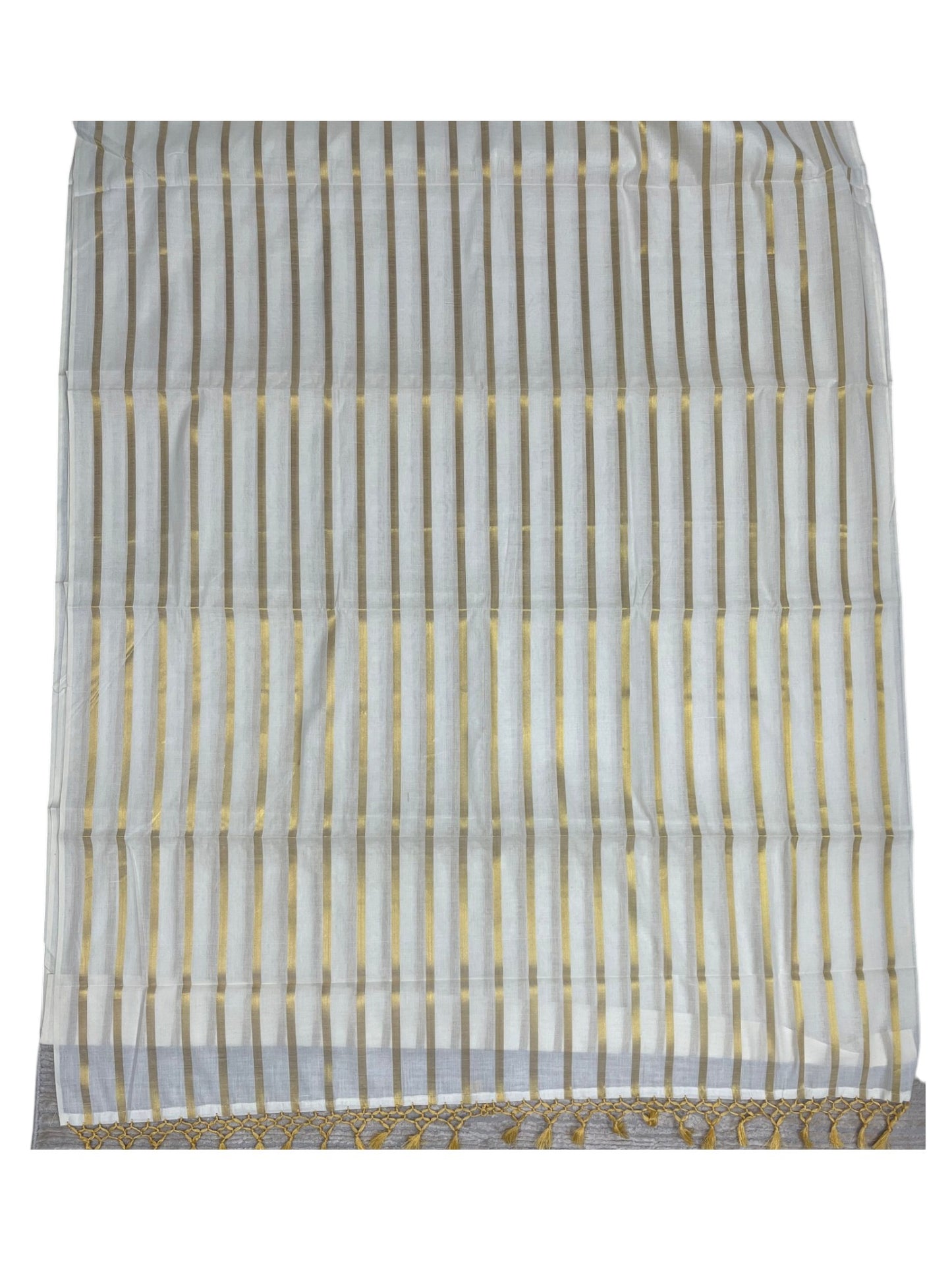 Southloom Cotton Kerala Kasavu Saree with Golden Lines on Body