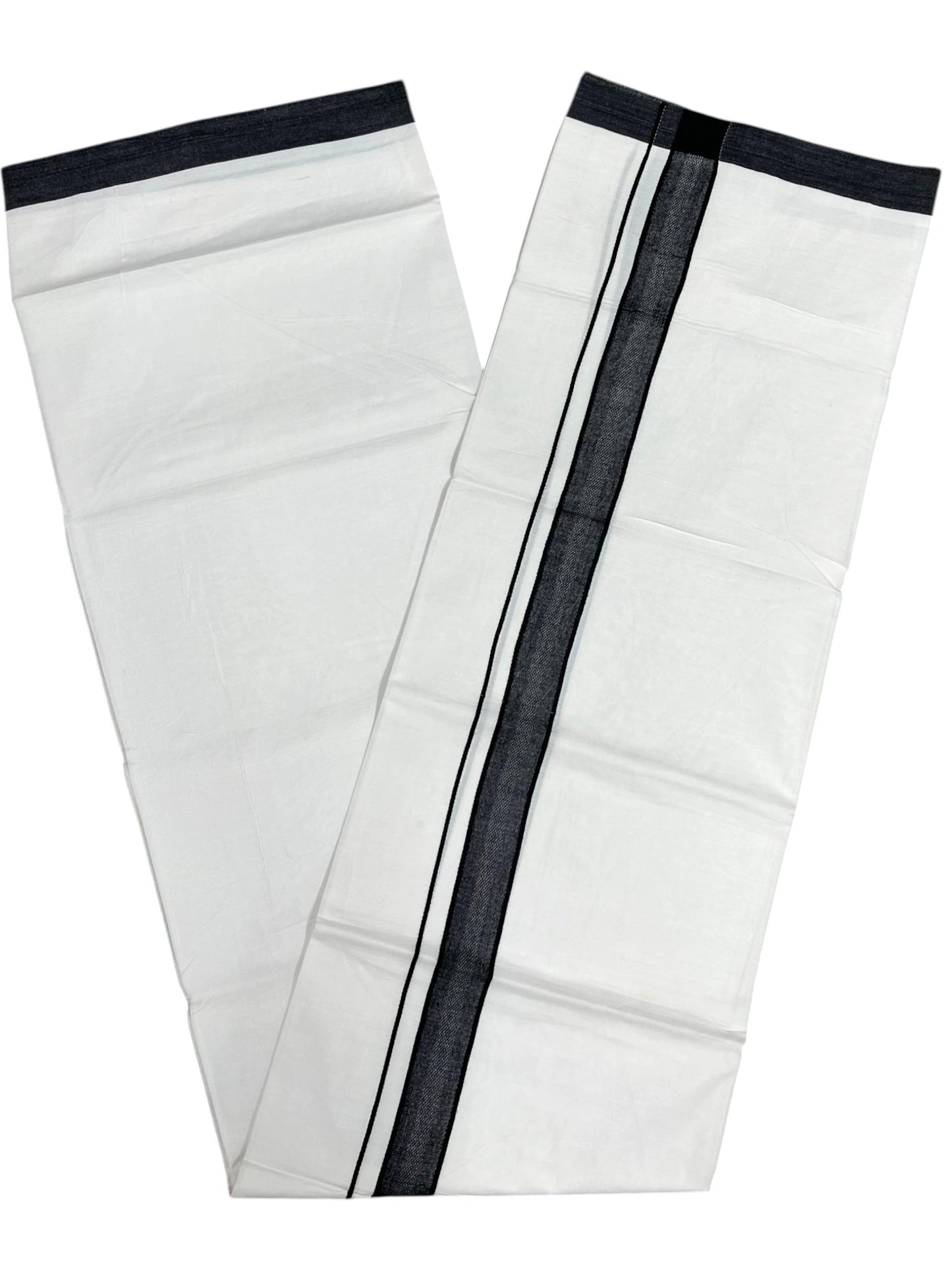 Southloom Pure White Cotton Mundu with Black Border (South Indian Kerala Dhoti)