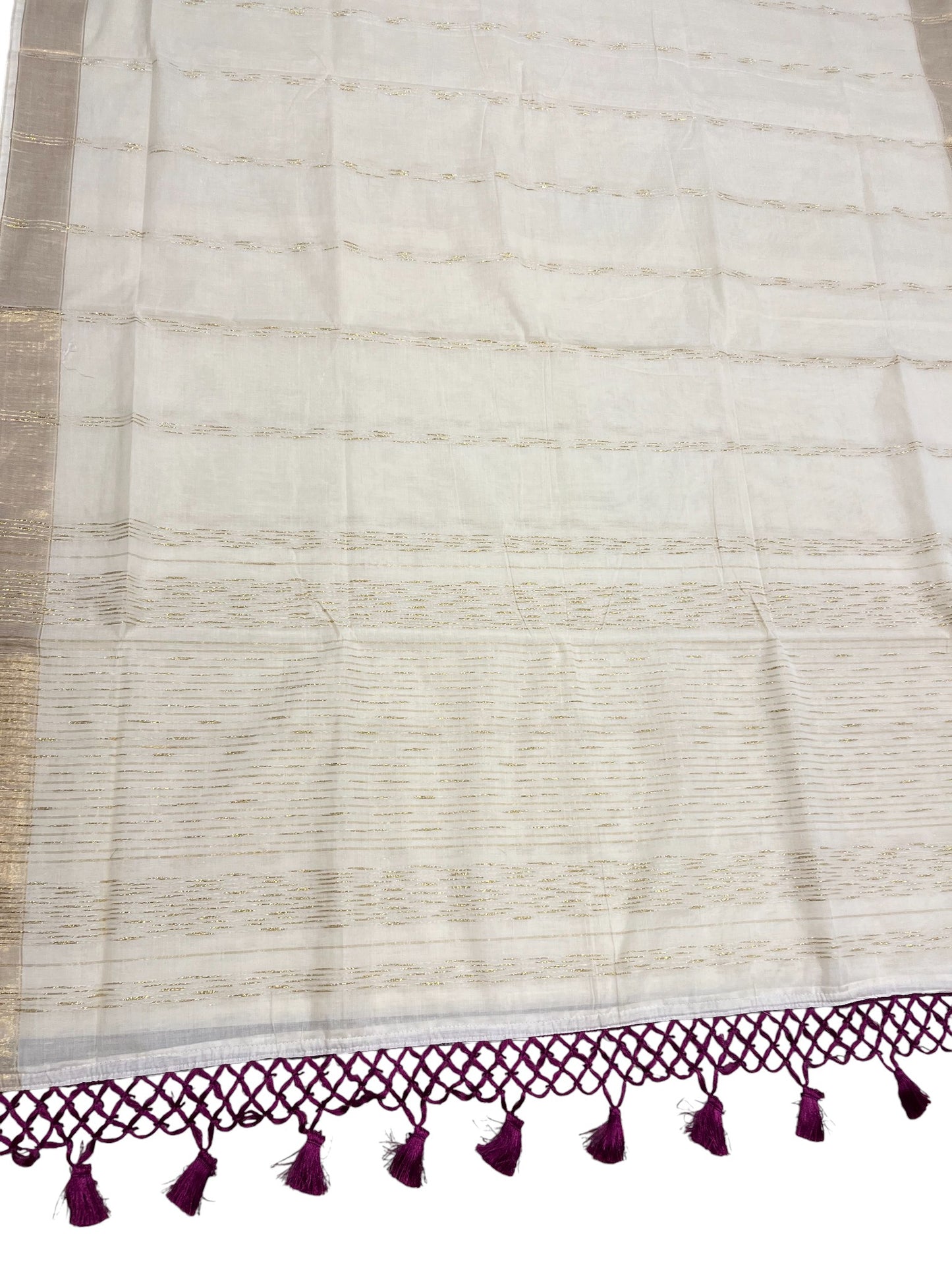 Southloom Kerala Cotton Kasavu Saree with Golden Thread Work