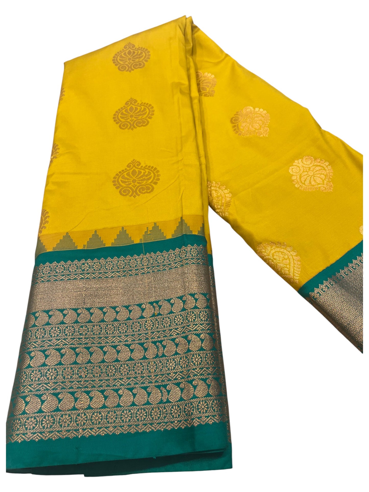 Southloom Banarasi Semi Silk Saree with Woven Work on Body(Yellow)