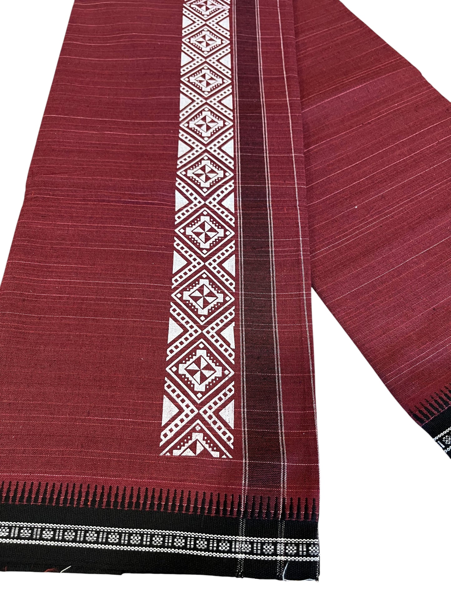 Southloom Maroon Printed Single Mundu / Otta Mundu / Lungi (South Indian Kerala Dhoti)