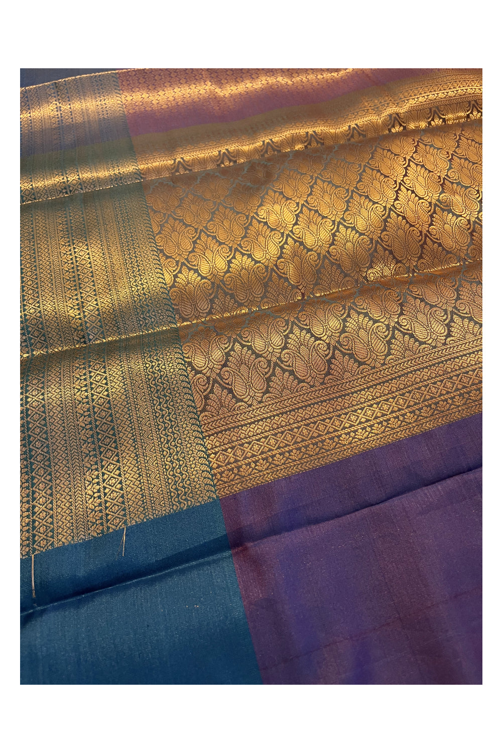 Southloom Premium Semi Silk Zari Work Brocade Saree in Violet Bridal with Matching Pallu (Kanchipuram Pattu Saree)