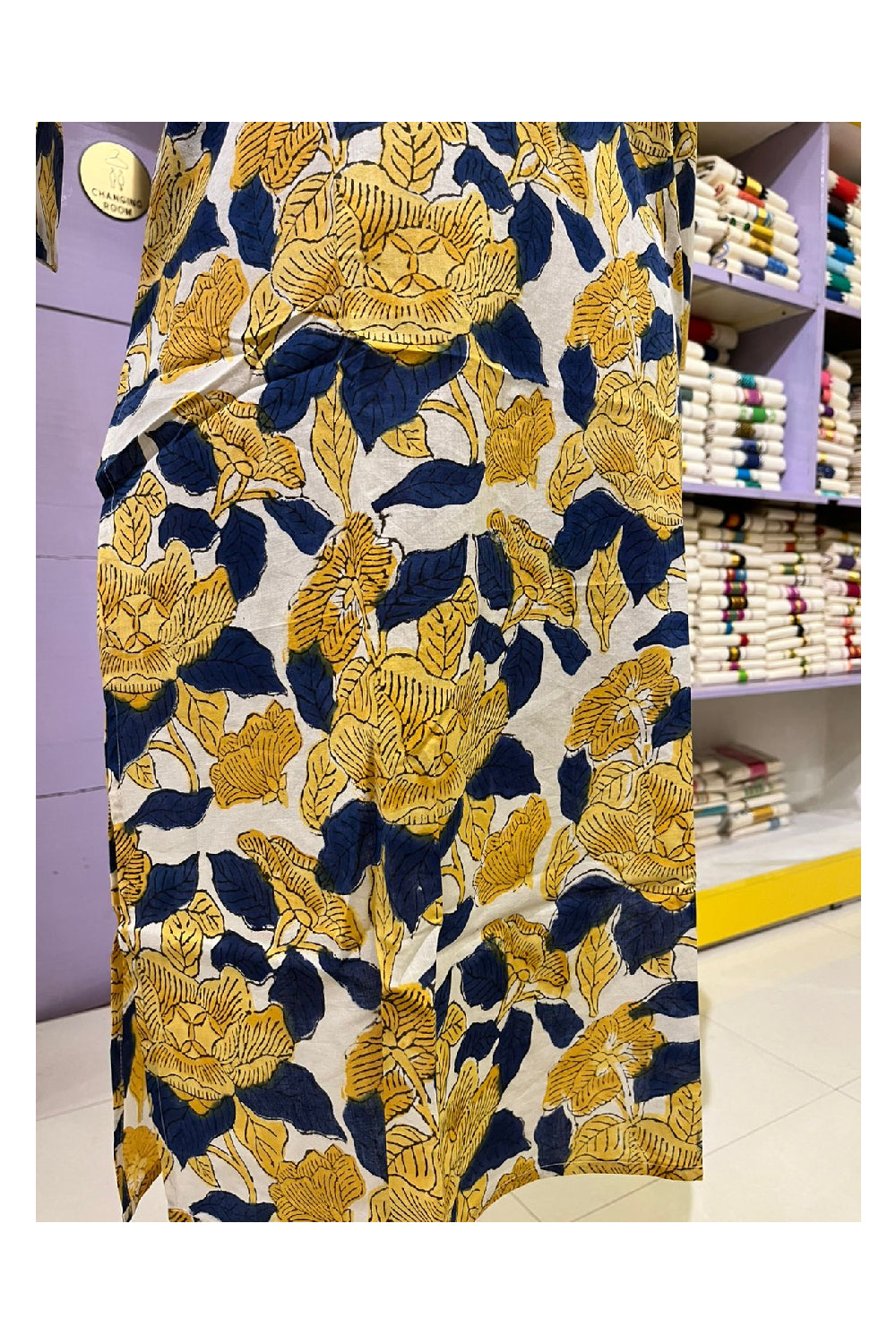 Southloom Stitched Cotton Kurti in Yellow and Blue Printed Designs