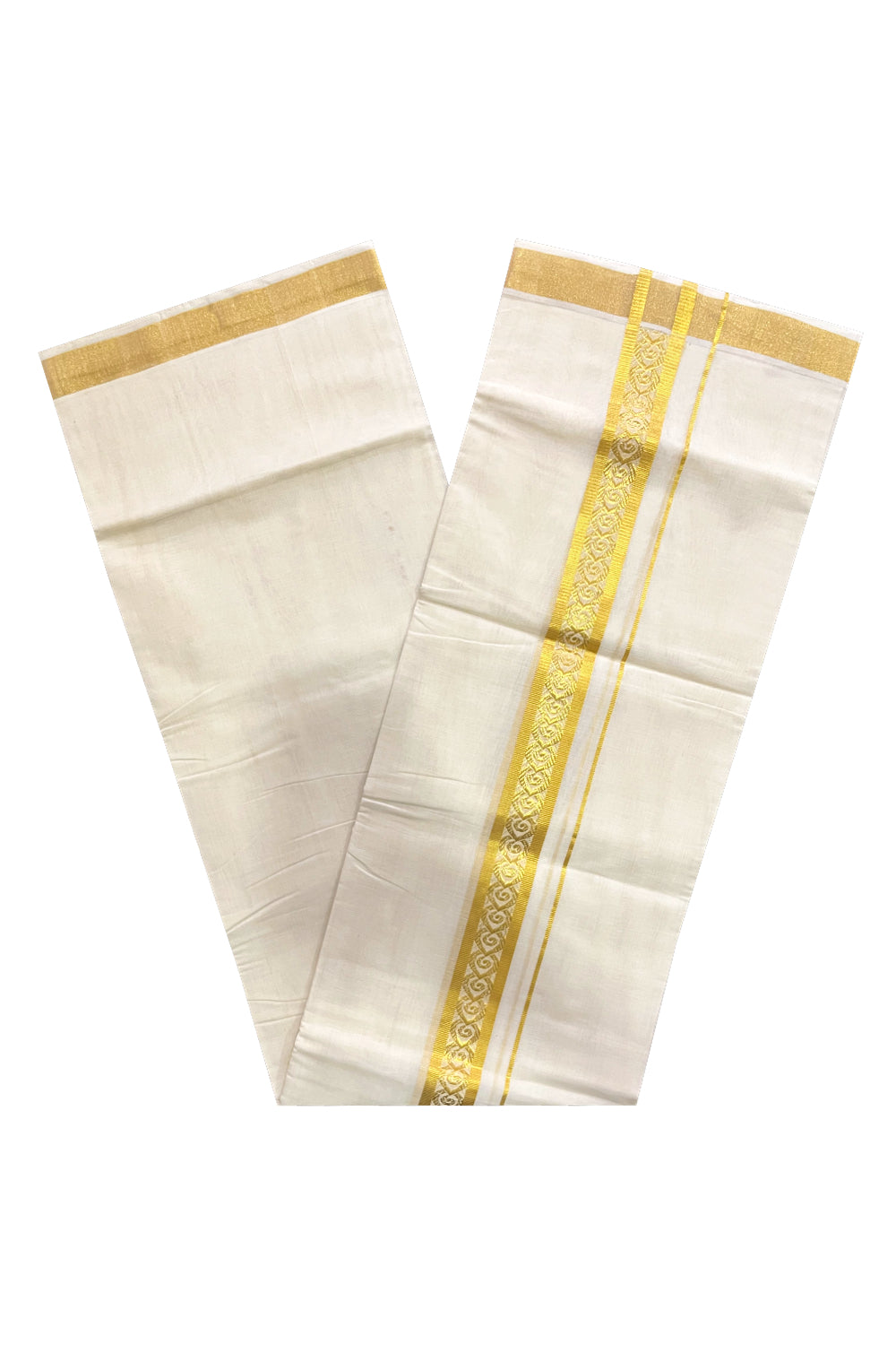 Southloom Premium Handloom Wedding Mundu with Kasavu Woven Border (South Indian Kerala Dhoti)