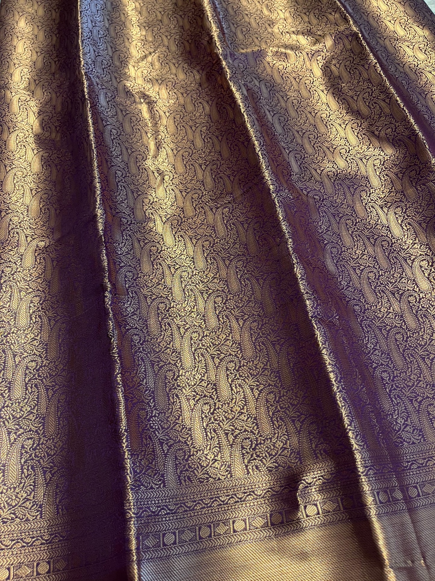 Southloom Premium Semi Silk Zari Work Brocade Saree in Bridal Violet with Matching Pallu