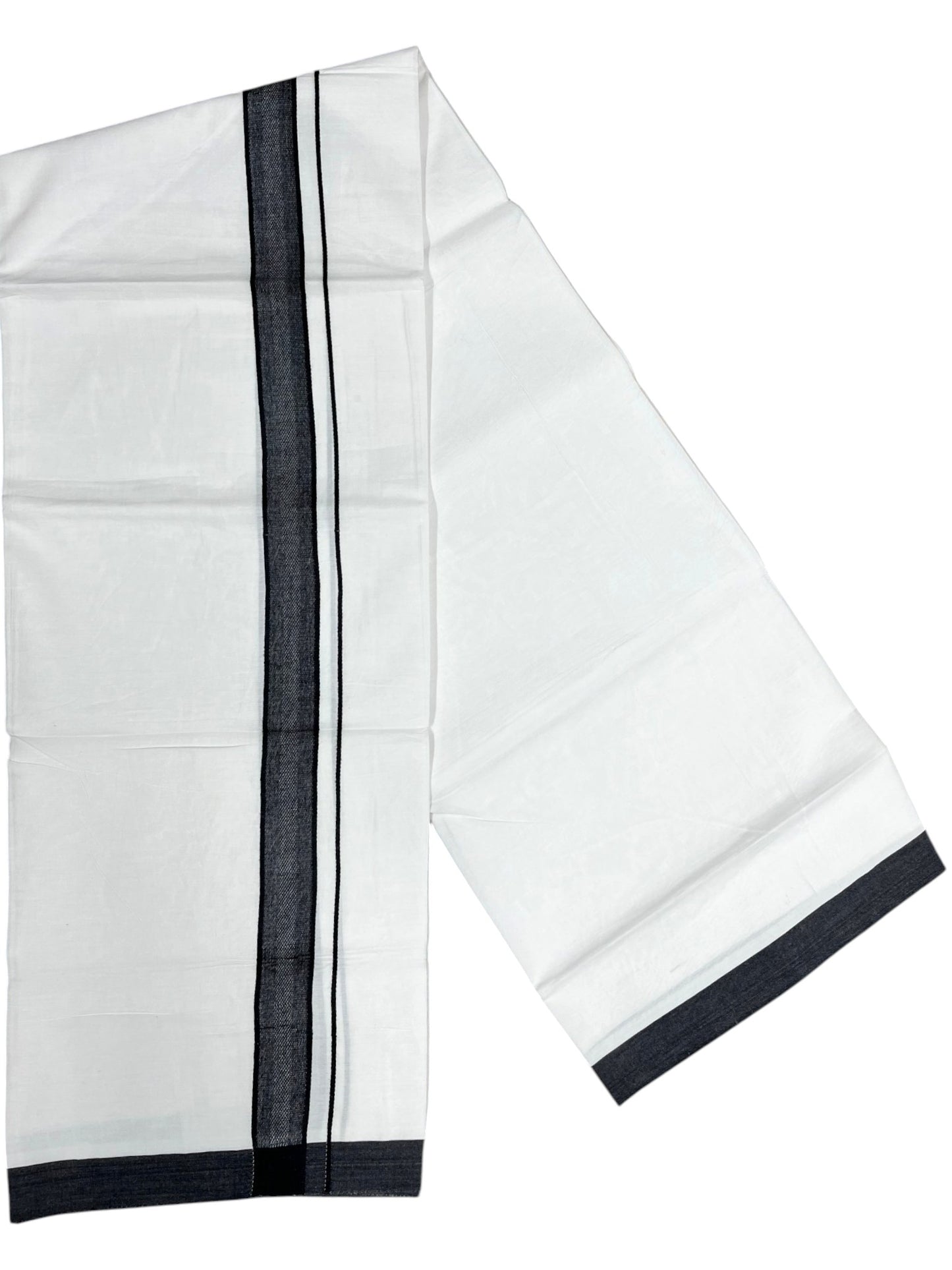 Southloom Pure White Cotton Mundu with Black Border (South Indian Kerala Dhoti)