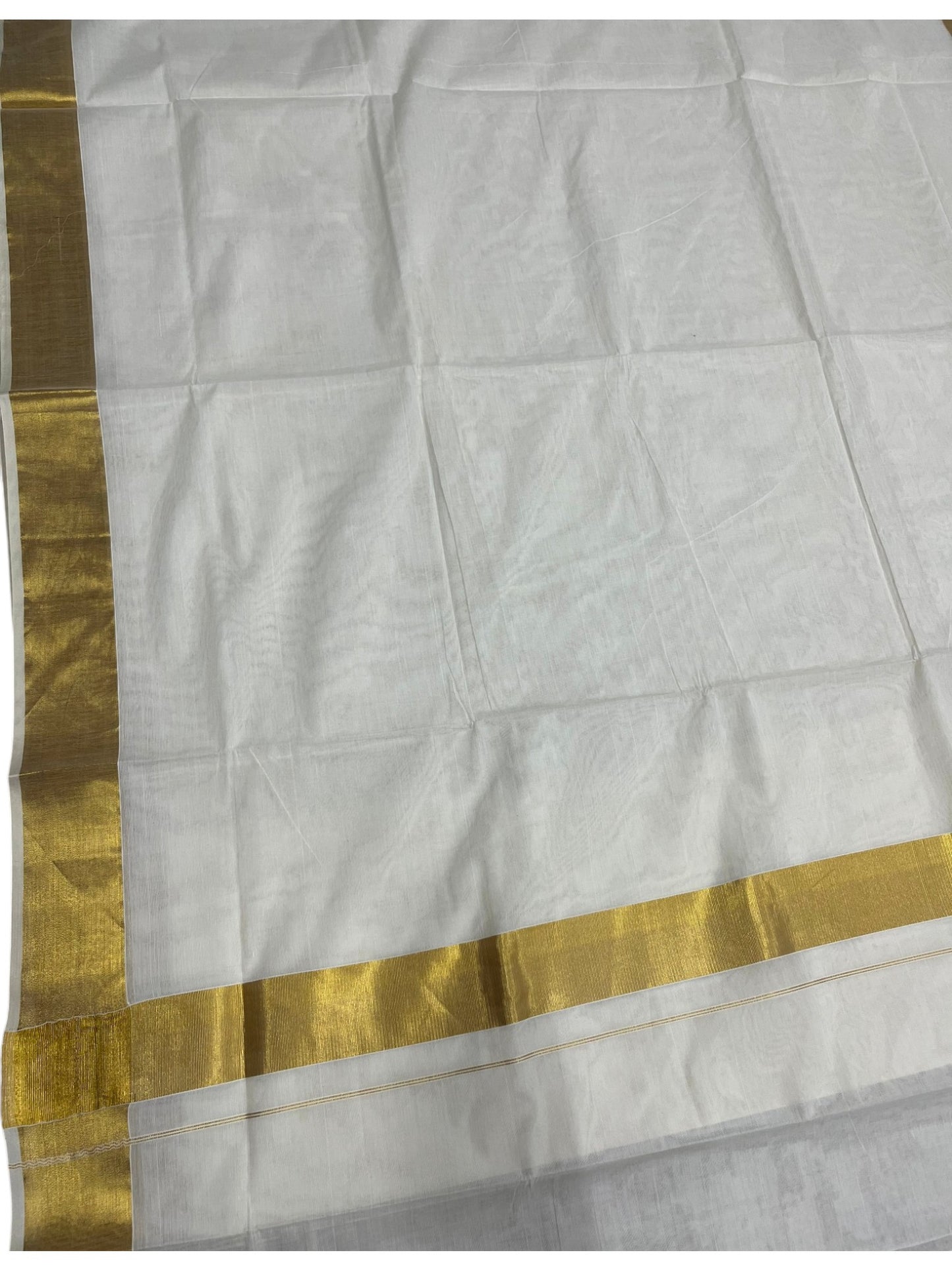 Southloom Pure Cotton Kerala Saree with 2.5 inch Gold Kasavu Border