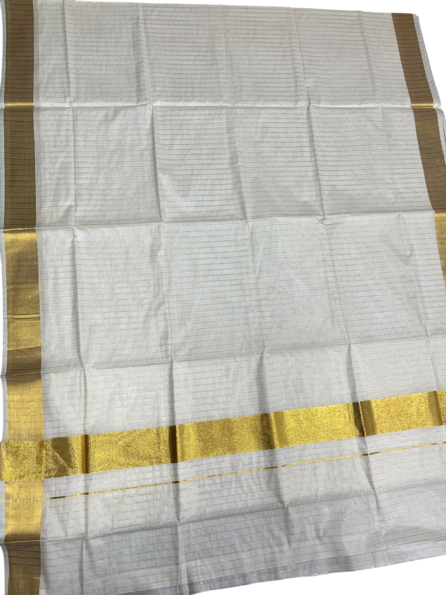 Southloom Pure Cotton Kerala Kasavu Saree with Lines on Body and Kasavu Border
