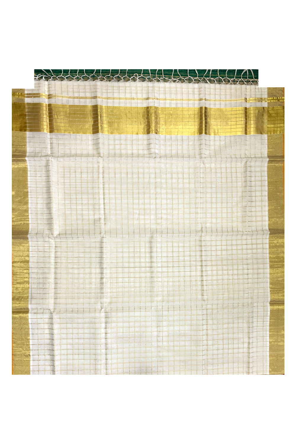 Southloom Handloom Premium Kerala Cotton Saree with Kasavu Check Design Across Body