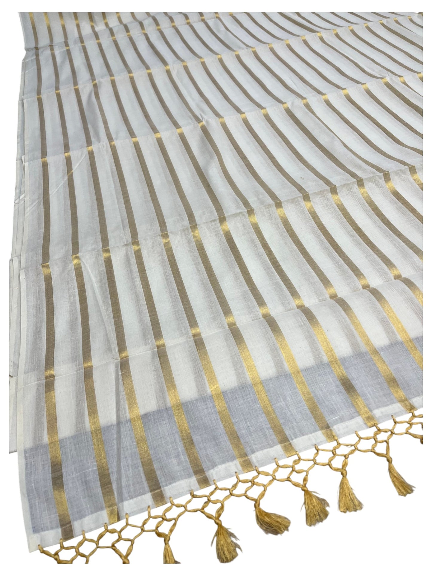Southloom Cotton Kerala Kasavu Saree with Golden Lines on Body