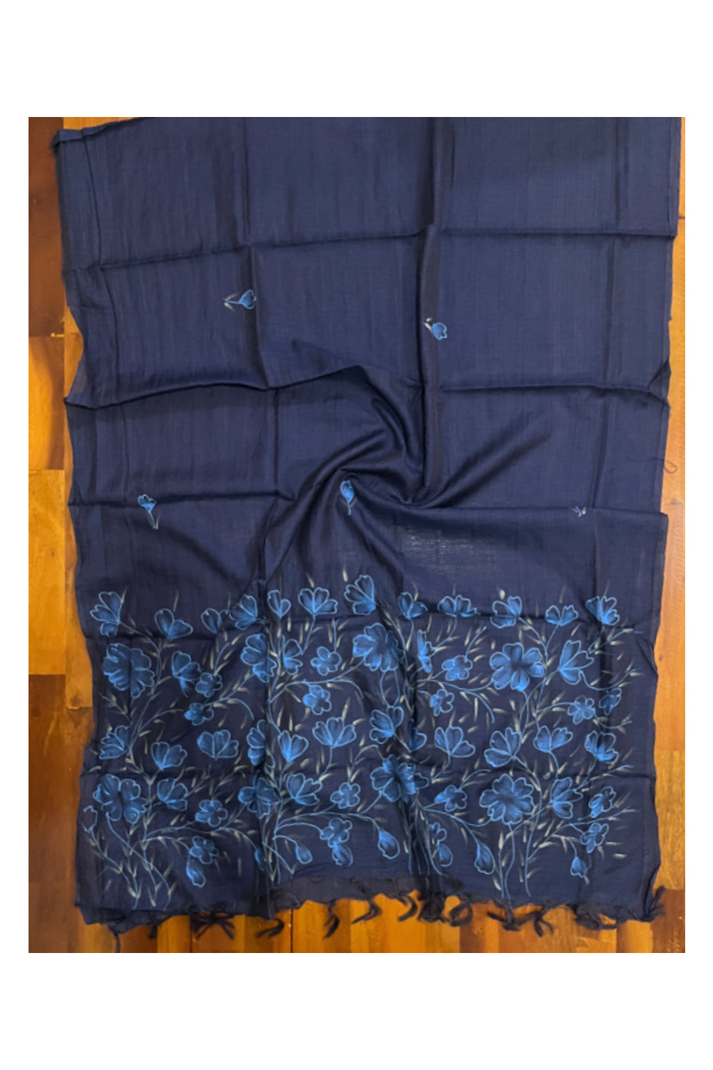 Southloom™ Kota Churidar Salwar Suit Material with Dark Blue Floral Prints