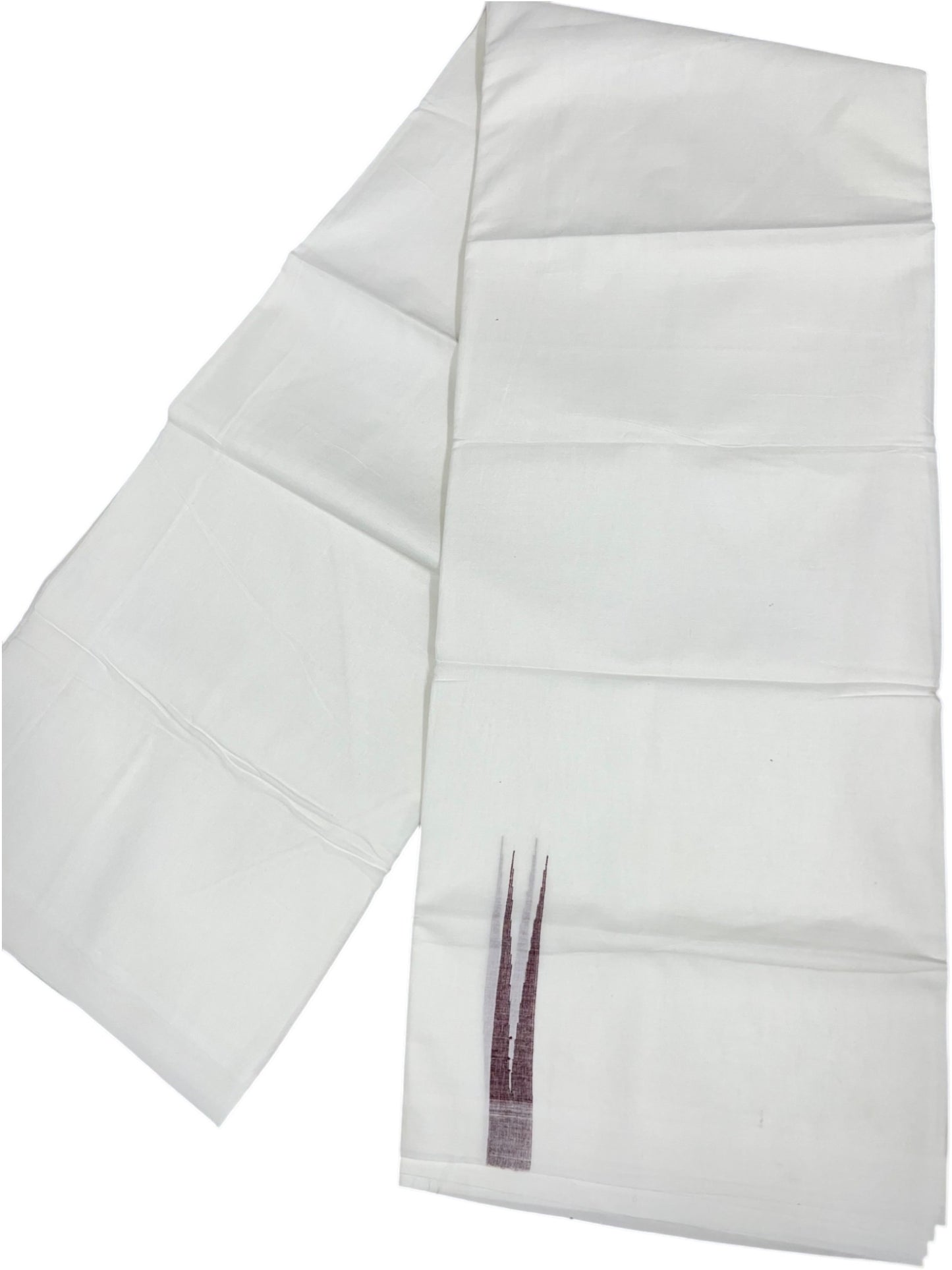 Southloom Pure White Cotton Double Mundu with Maroon Chuttikara (South Indian Dhoti)