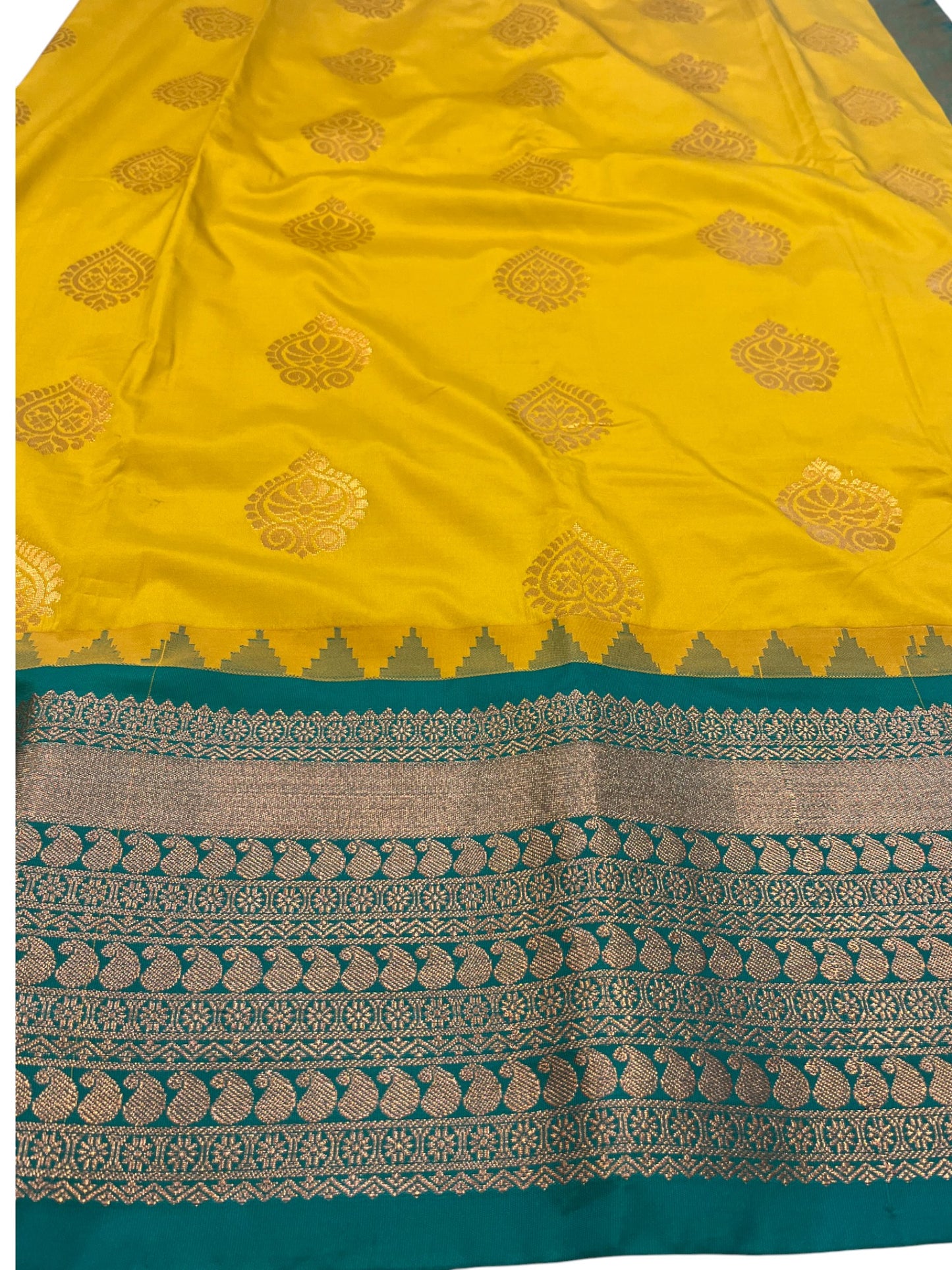 Southloom Banarasi Semi Silk Saree with Woven Work on Body(Yellow)