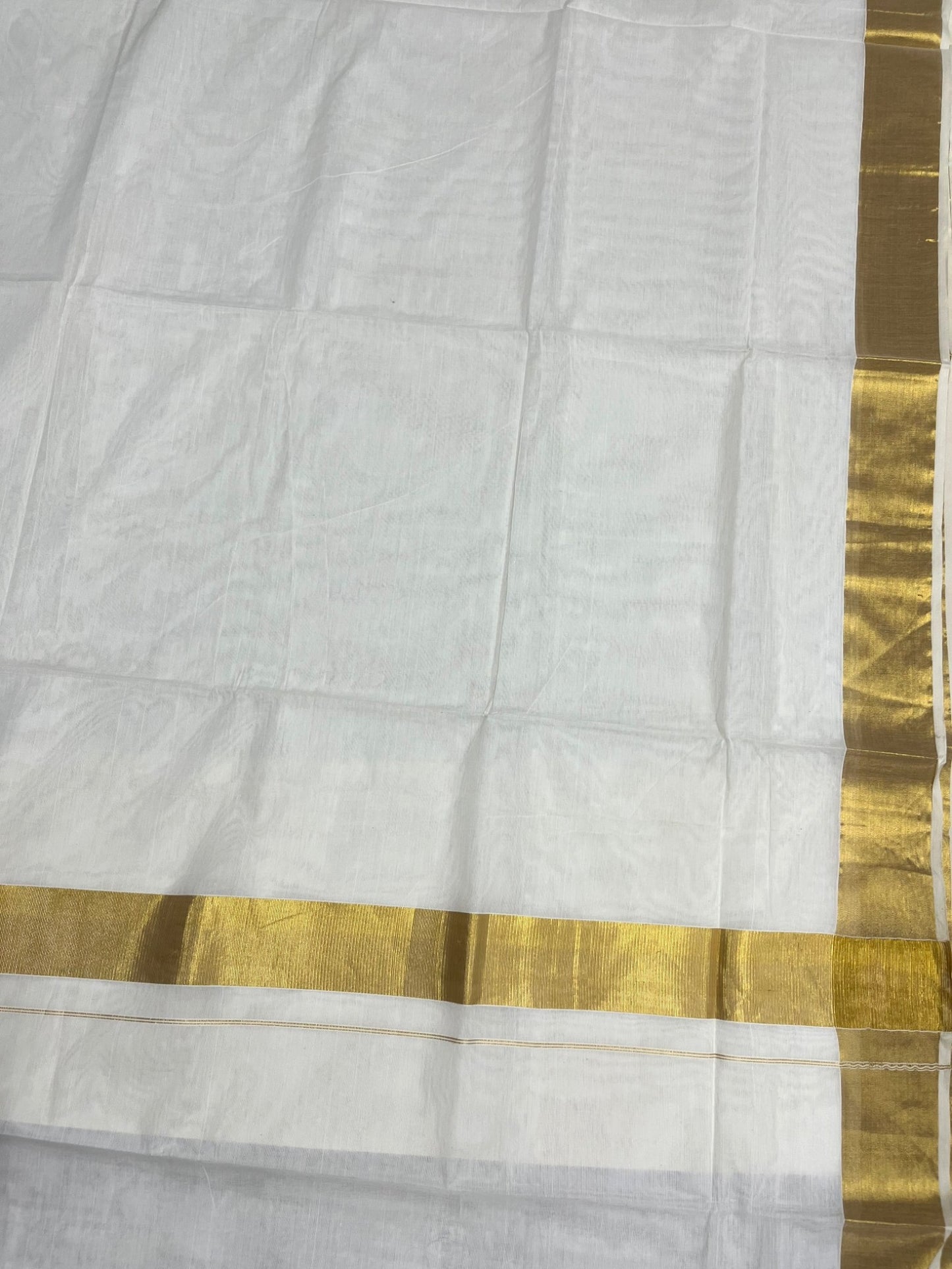 Southloom Pure Cotton Kerala Saree with 2.5 inch Gold Kasavu Border