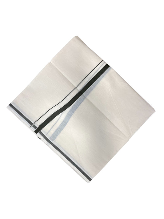 Southloom Kerala Pure Cotton Double Mundu with Green puliyilakara (South Indian Dhoti)