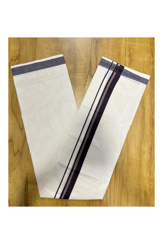 Pure Cotton Mundu with Black Lines and Black Border (South Indian Kerala Dhoti)