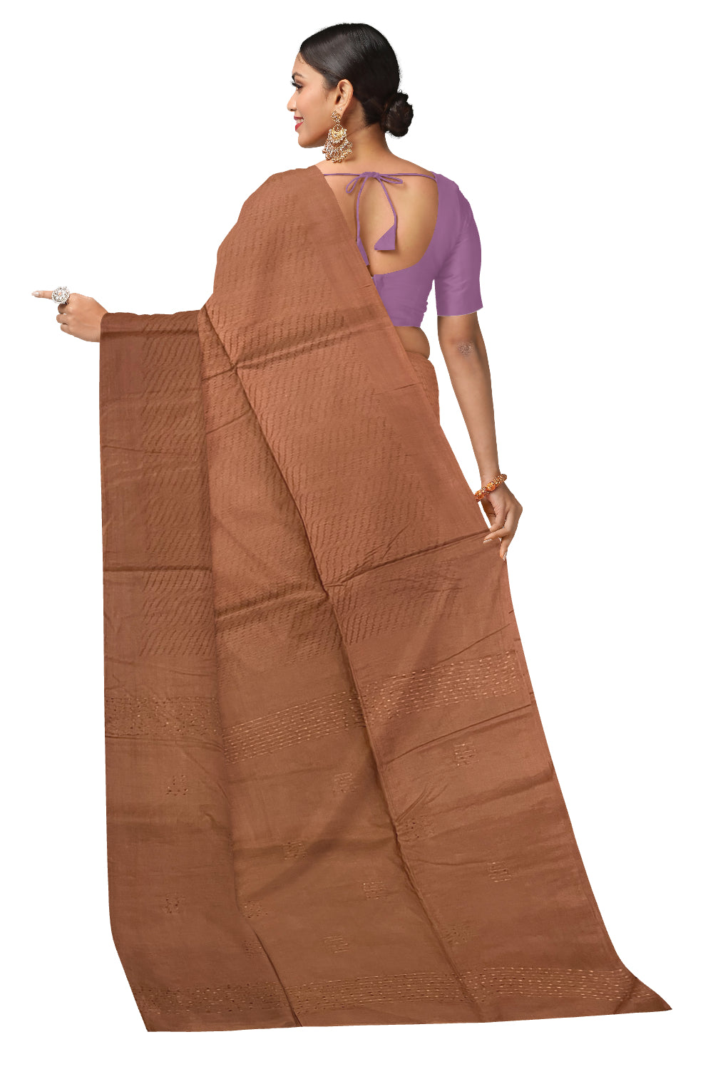 Southloom Cotton Brown Designer Saree with Woven Designs on Body