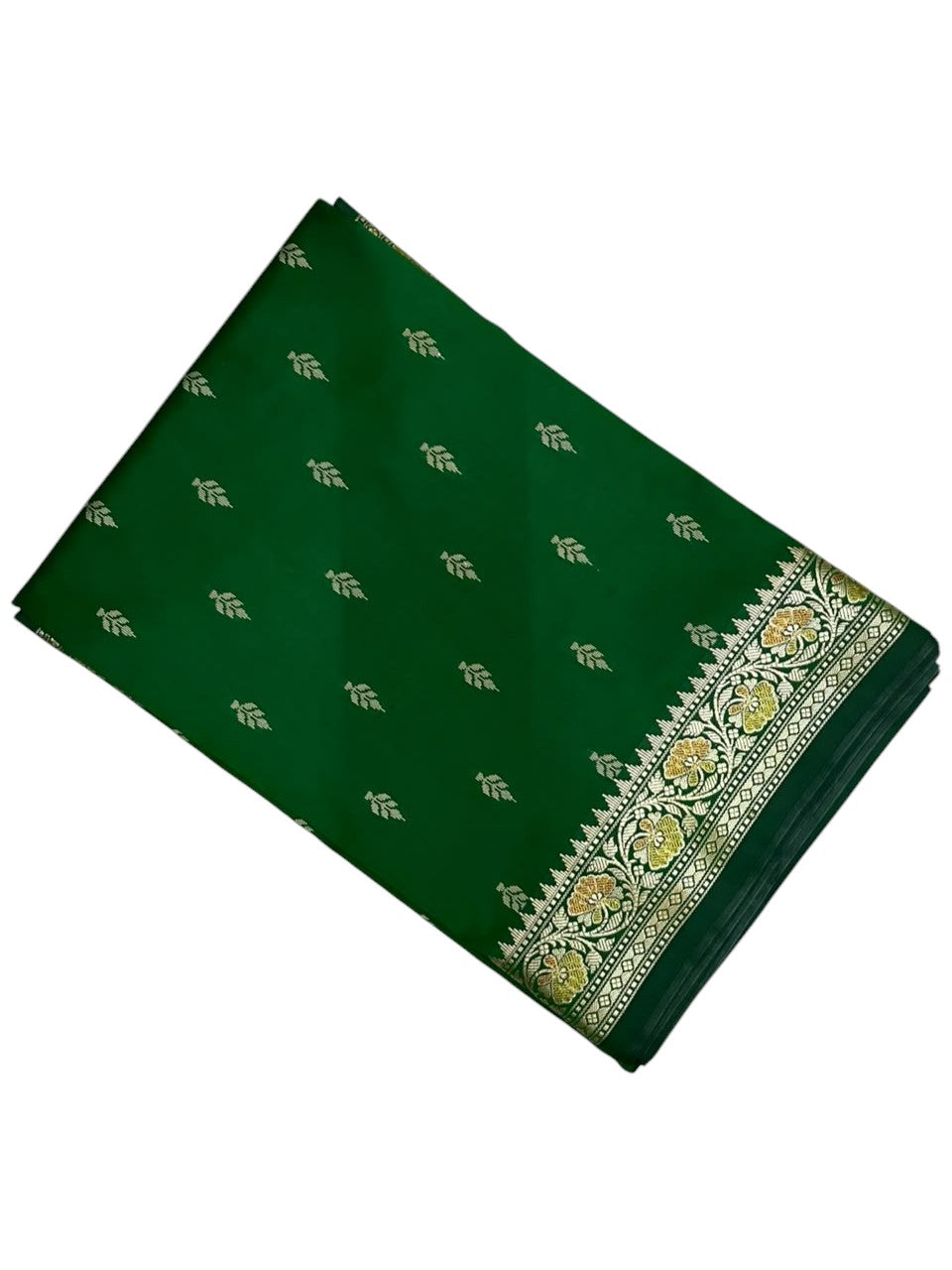 Southloom Satin Banarasi Silk Saree with Woven Work on Body And Borders In Green