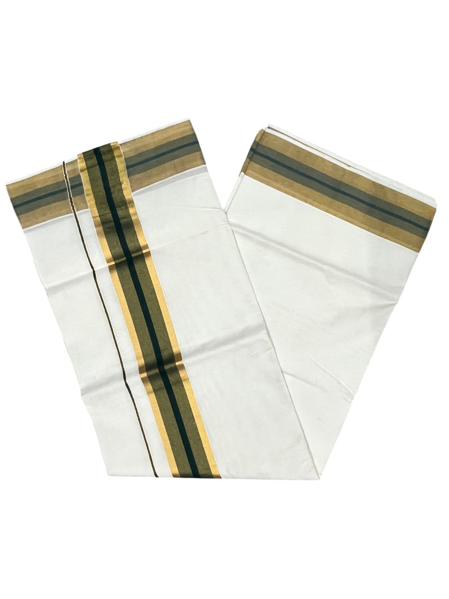 Southloom Pure Cotton Kerala Saree with Kasavu and Dark Green Border