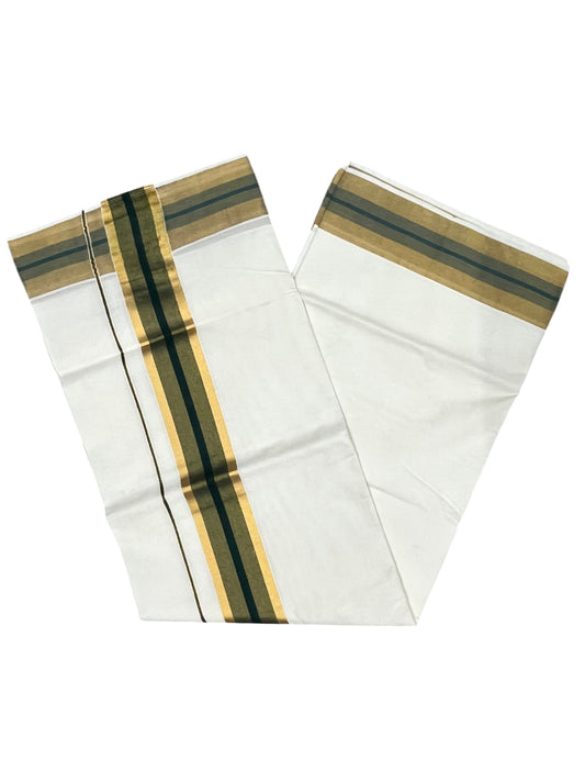 Southloom Pure Cotton Kerala Saree with Kasavu and Dark Green Border