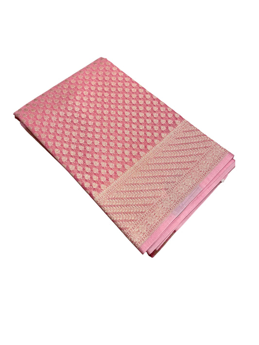 Southloom Cotton Banarasi Silk Saree with Woven Work on Body and Borders(Pink)