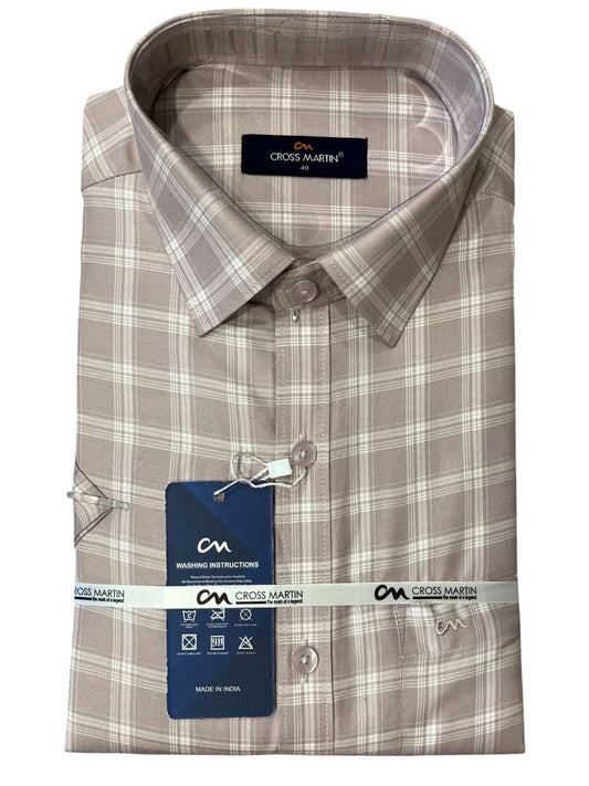 Southloom Pure Cotton Brown Cheack Shirt (40 HS)