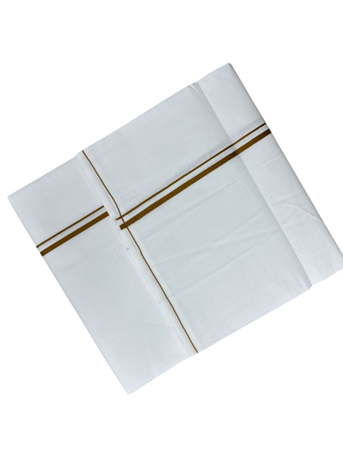 Southloom Pure White Cotton Single Mundu with Musturd Yellow Border (South Indian Kerala Dhoti)