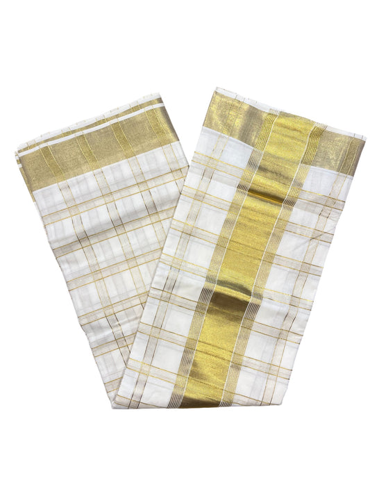 Southloom Pure Cotton Kerala Kasavu Check Saree