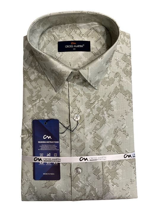Southloom Pure Cotton Gray Printed Shirt (38 HS)