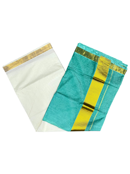 Southloom Tie and Dye Multi Colour Green Kasavu Saree