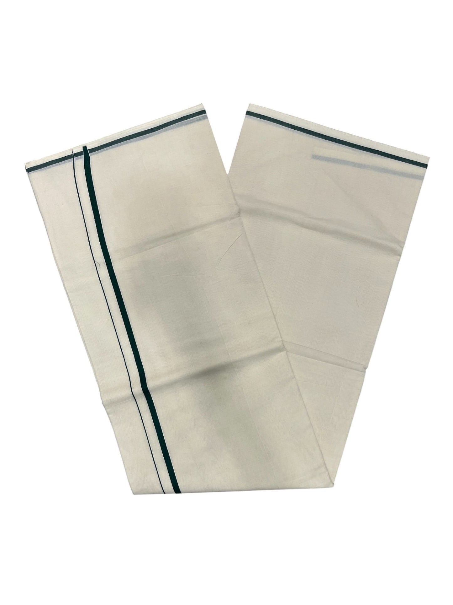 Southloom Kerala Cotton Plain Saree with Green Puliyilakkara Border