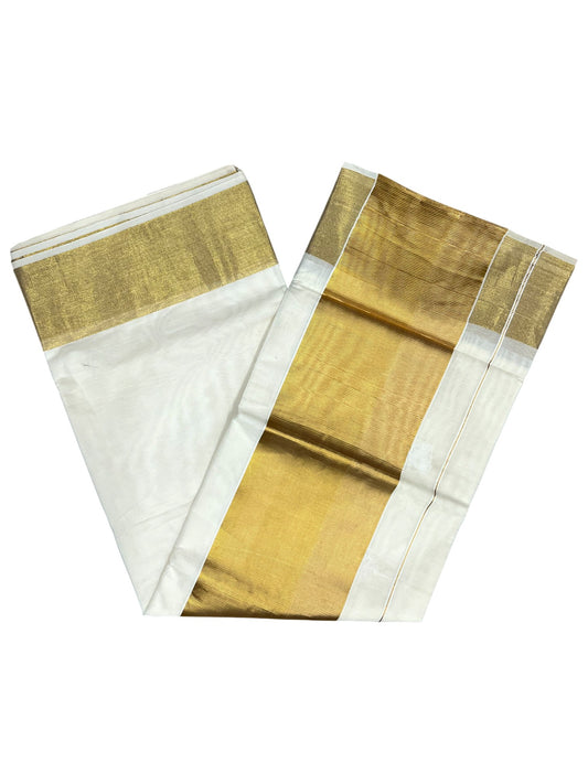 Southloom Pure Cotton Kerala Saree with 8 inch Gold Kasavu Border