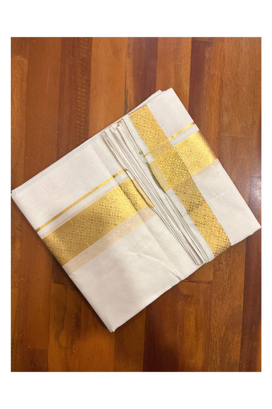 Southloom Premium Handloom Pure Cotton Wedding Mundu with Kasavu Woven Border (South Indian Kerala Dhoti)