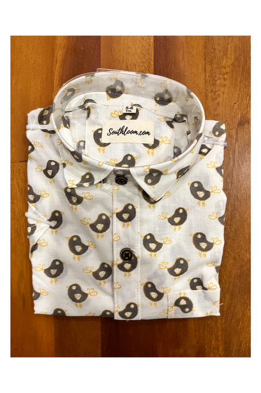 Southloom Jaipur Cotton Bird Hand Block Printed Shirt For Kids (Half Sleeves)