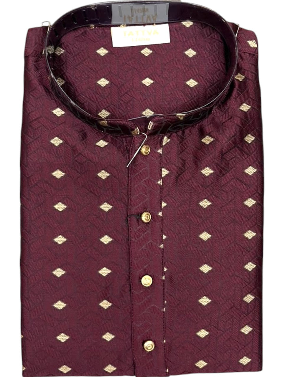 Southloom Maroon Woven Semi Silk Short Kurta for Men SL590