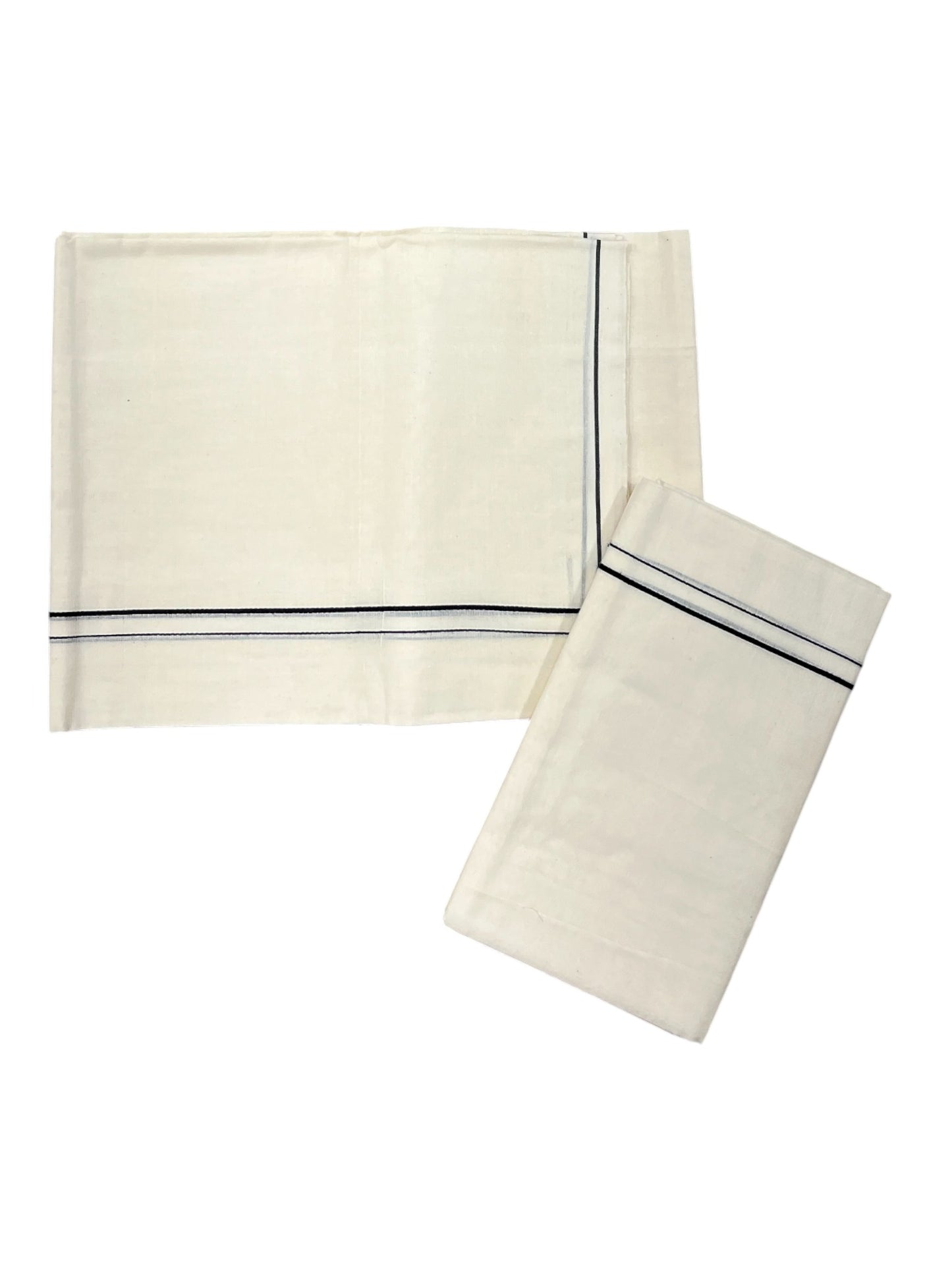 Kerala Cotton Mundum Neriyathum Single (Set Mundu) with Black Eerkkil Kara