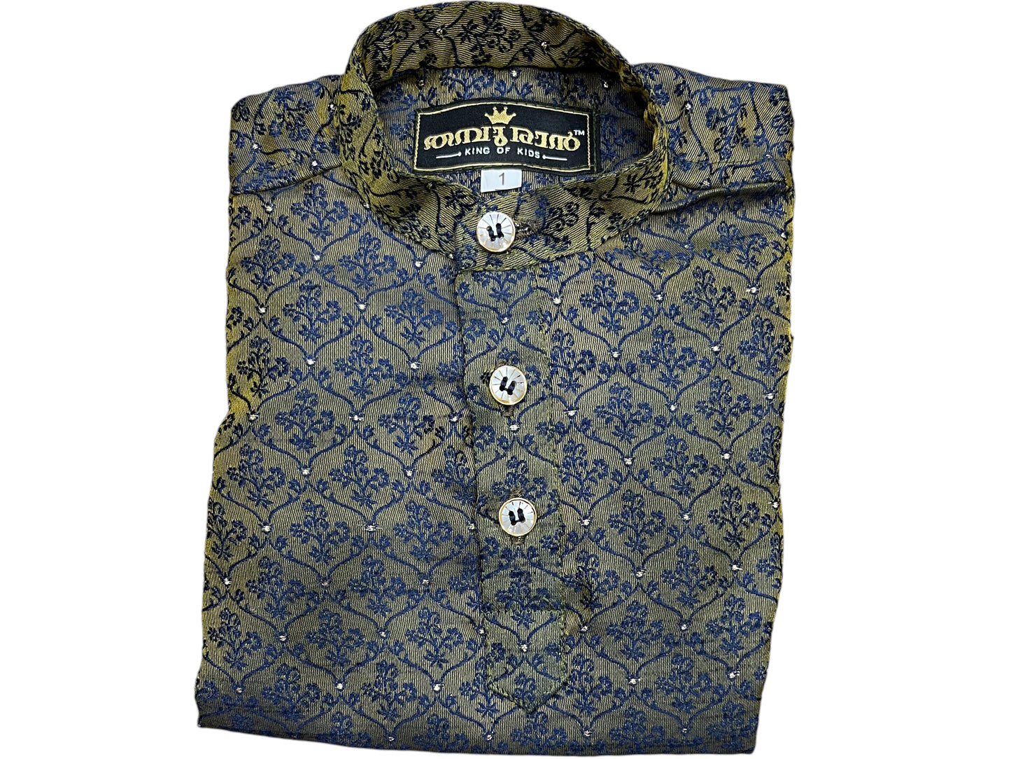 Southloom Semi Silk Short Kurta for Kids in Dark green Colour