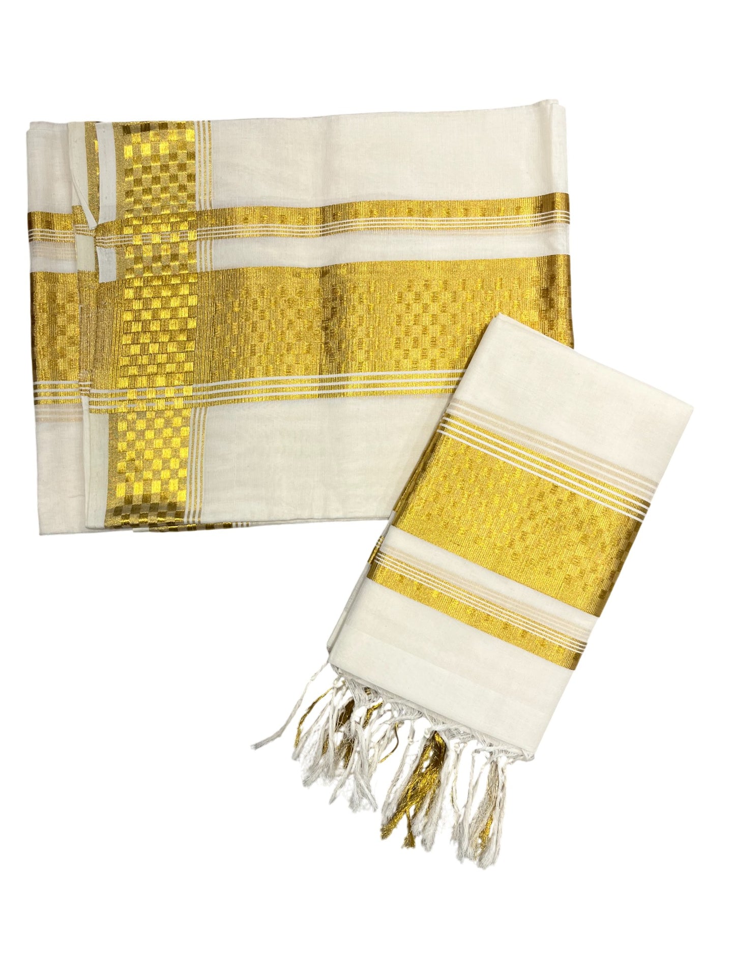 Southloom Premium Handloom Set Mundu with Kasavu and Golden Border (2.80 Mtr)