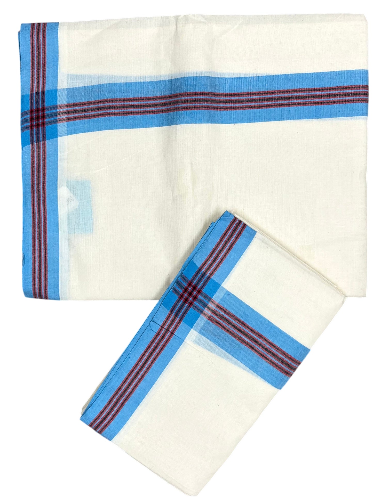 Southloom Kerala Mulloth Cotton Single Mundum Neriyathum with Multicolor Border In 2.80 Mtrs