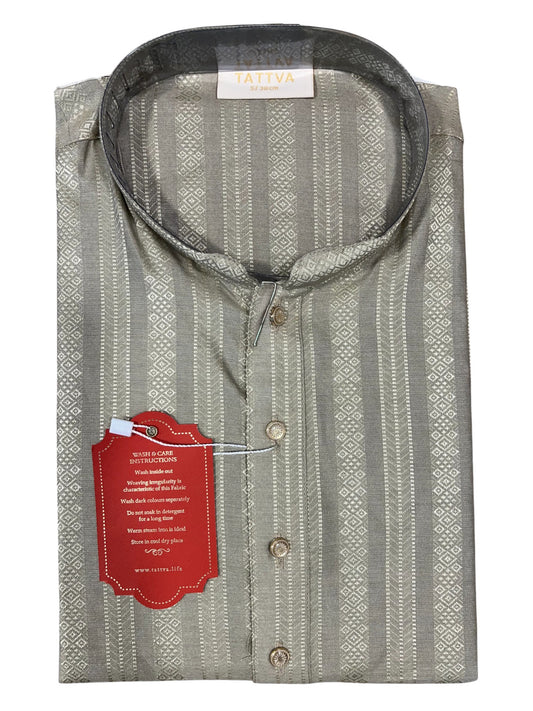 Southloom Semi Silk Short Kurta for Men in Grey Colour