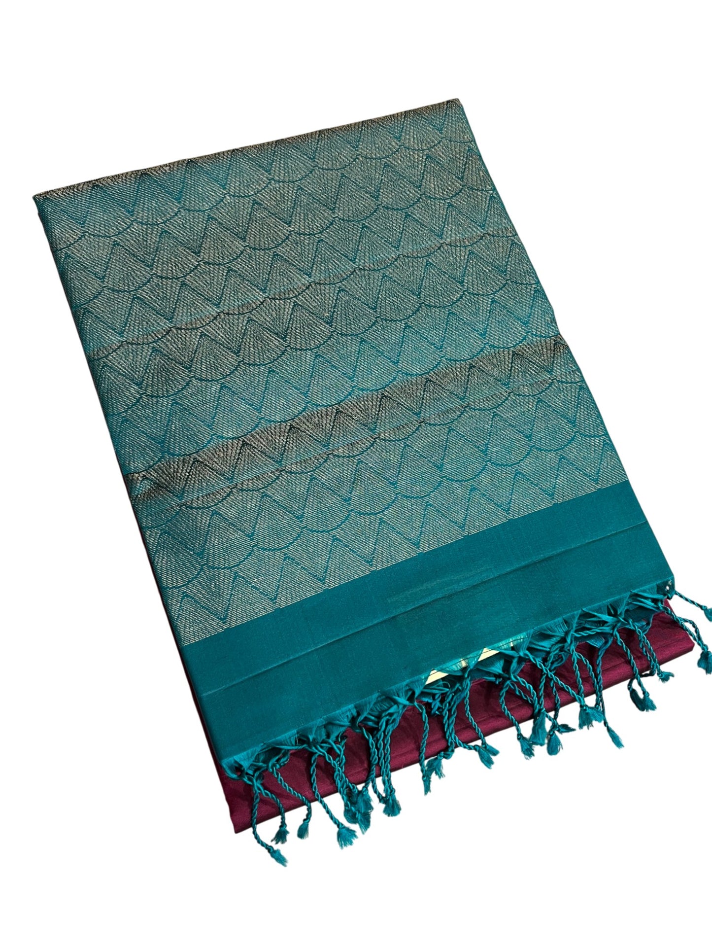 Southloom Pure Handloom Bridal Kanchipuram Silk Saree with Korvai Work (Blue & Purple)