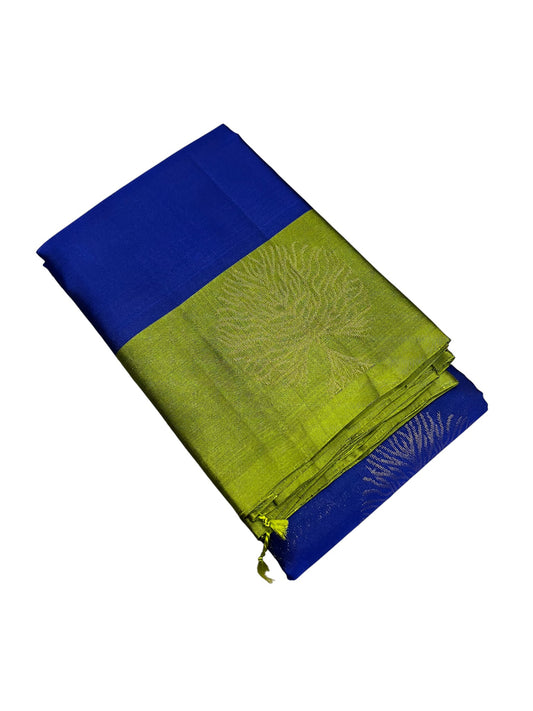 Southloom Pure Handloom Kanchipuram Silk Saree with Butta Work(Blue & Green )