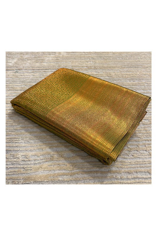 Southloom Banarasi Silk Brocade Bridal Saree WIth Woven Borders And Blouse Piece in Green and Gold