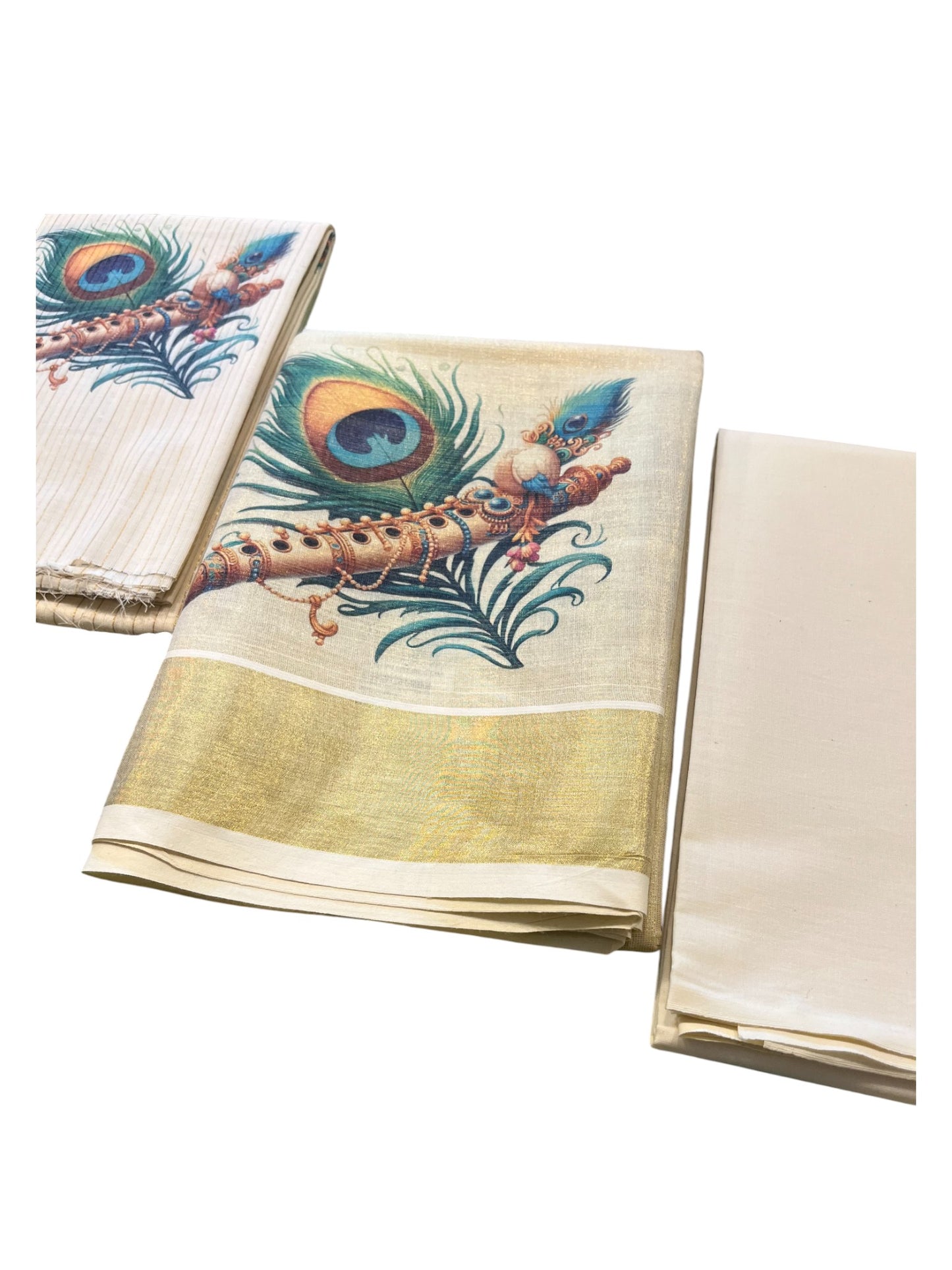 Southloom Kerala Tissue Churidar Salwar Material with  Hand Painted  Designs (include Shawl / Dupatta)